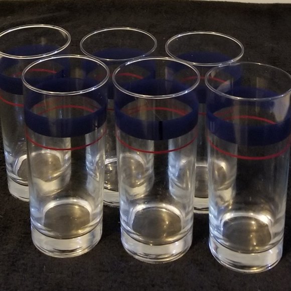 Other - Set of 10 Drinking Glasses Weighted Bottom Stripes